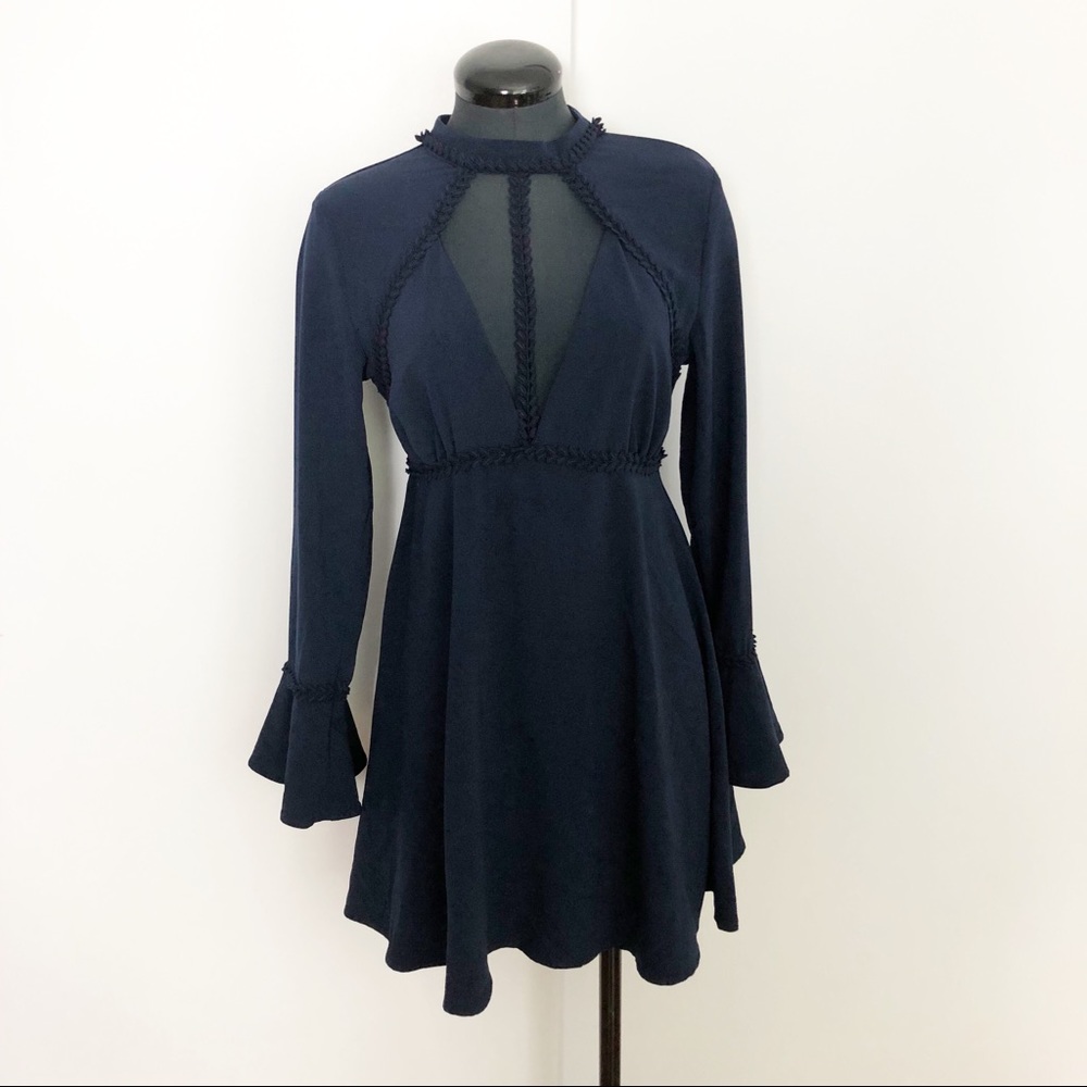 Love Riche Navy Open Chest Dress
